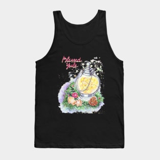 Blessed Yule: Watercolor winter solstice greeting Red letters Tank Top